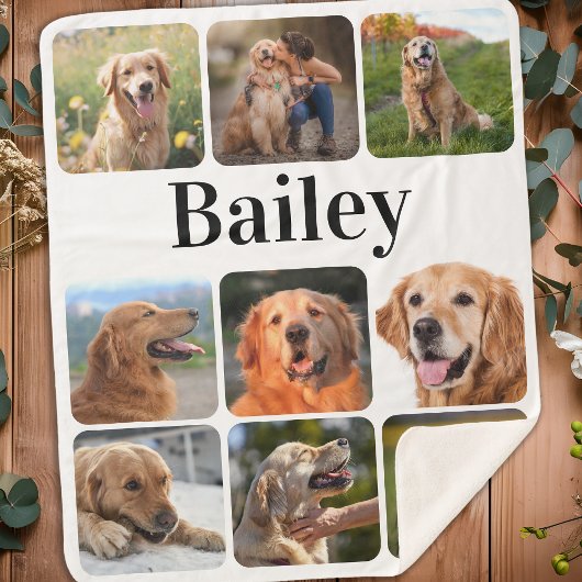 Modern Pet Photo Collage Personalized Hondenliefhe Sherpa Deken