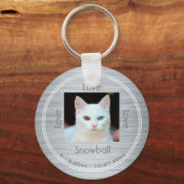 Modern Pet Photo Memorial Tribution met Name Date Sleutelhanger (Voorkant)