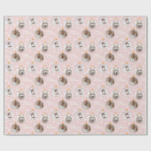 Modern Pet Photo Ornamenten Custom Christmas Pink Cadeaupapier (Vlak)