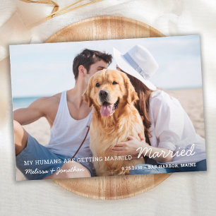 Modern Pet Wedding Couple Photo Dog Save The Date