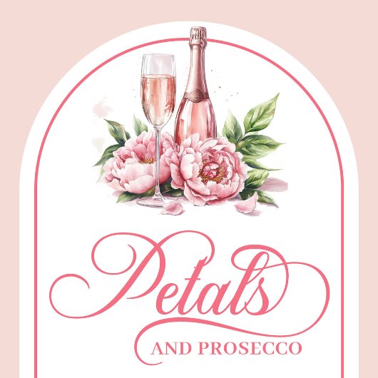 Modern petals and prosecco blush gold shower card kaart