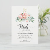 Modern Petals Prosecco Peach Rozen Bridal Brunch Kaart (Staand voorkant)