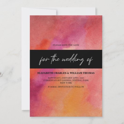 Modern Petite Orchid Waterverf slaat de datum op Kaart (Voorkant)