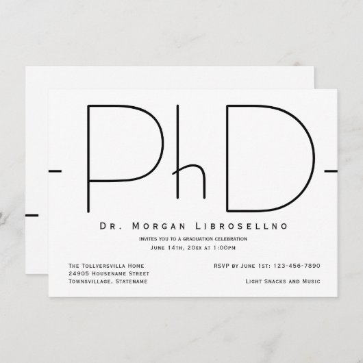 Modern PhD-Afstuderen Kaart (Voorkant / Achterkant)