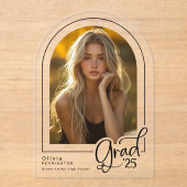 Modern Photo Afstudeerder Clear Acryl Aankondiging Acryl Uitnodigingen (Voorkant)