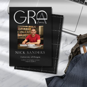 Modern Photo Afstuderen College Black Aankondiging