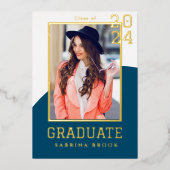 Modern Photo Afstuderen Folie Uitnodiging (Voorkant)
