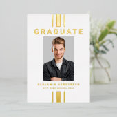 Modern Photo Afstuderen Gold Foil Aankondiging (Staand Voorkant)