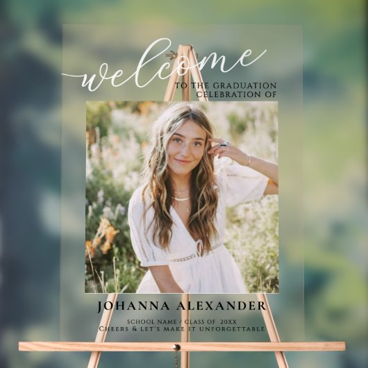 Modern Photo Afstuderen Welkom Acryl Bord (Neutraal)