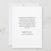 Modern Photo Baby with Newborn Birth stats Message Bedankkaart (Achterkant)