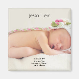 Modern Photo Birth Announcement Magnet Magneet