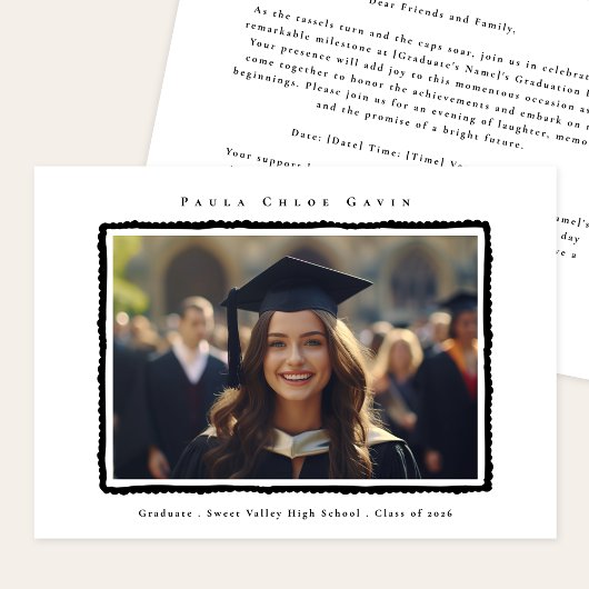 Modern Photo Black Frame Graduation High School Aankondiging