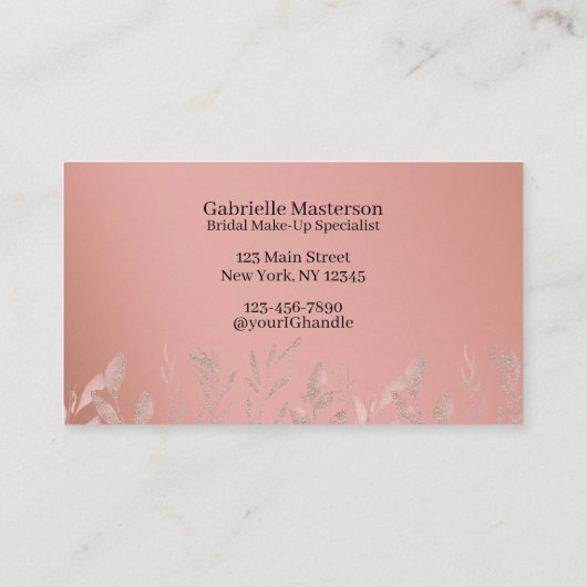 Modern Photo Boho Botanical Script Blush Pink Visitekaartje (Achterkant)