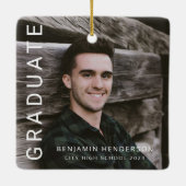 Modern Photo Boy Afstuderen Keramisch Ornament (Achterkant)