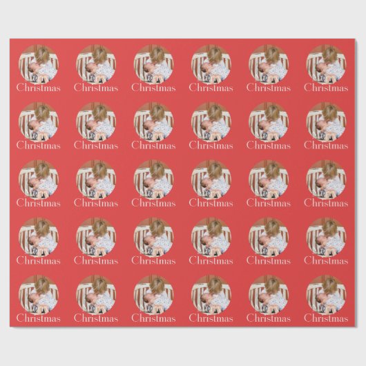 Modern Photo Bright Red Merry Christmas Cadeaupapier (Vlak)