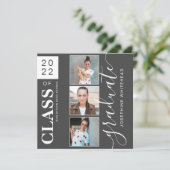 Modern Photo Collage Afstuderen Dark Gray 2022 Aankondiging (Staand voorkant)