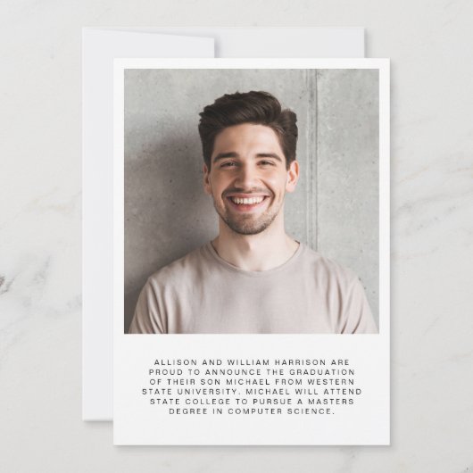 Modern Photo Collage Bold Script Afstuderen Aankondiging (Achterkant)
