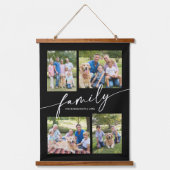 Modern Photo Collage Family Script Keepsake Hangend Wandkleed (Voorkant)