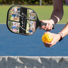 Modern Photo Collage Family Script Pickleball Paddle
