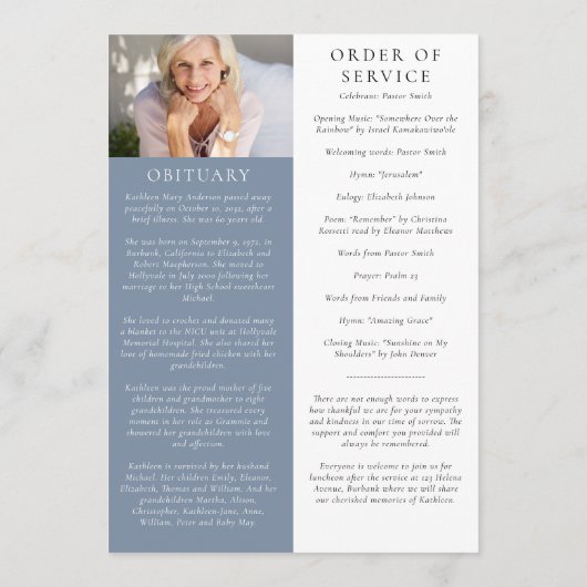 Modern Photo Collage Funeral Order of Service Programma (Achterkant)