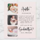 Modern Photo Collage Godmoeder-voorstel Wijn Etiket (Enkel label)