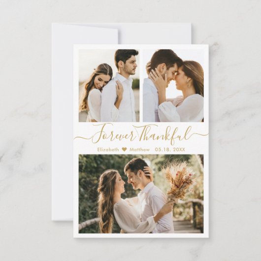 Modern Photo Collage Mariage Carte de remerciement (Devant)