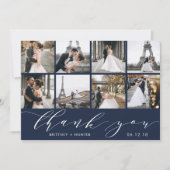 Modern Photo Collage Navy Blue Bedankkaart (Voorkant)