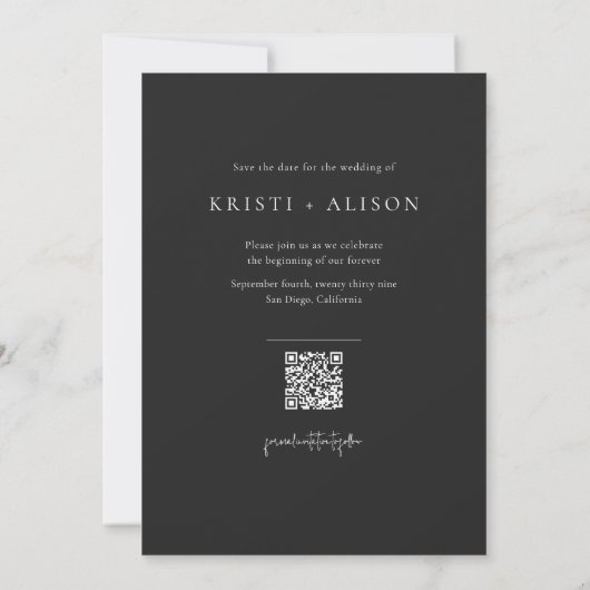 Modern Photo Collage QR Code Wedding Save the Date (Dos)