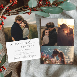 Modern photo collage save the date