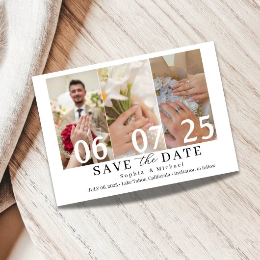 Modern Photo Collage Save the Date Card