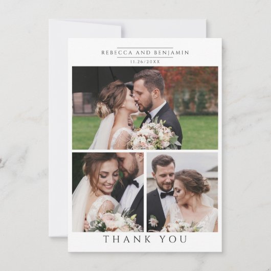 Modern Photo Collage Wedding Bedankkaart (Voorkant)