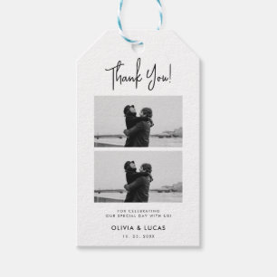 Modern Photo Collage Wedding Bedankt Cadeaulabel