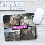 Modern Photo College Pink<br><div class="desc">Modern design with 4 photos in a grid with center text template in a pink box mouse pad.</div>