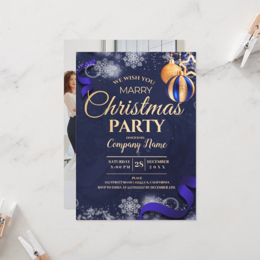 Modern Photo Company Christmas Party Invitation (Devant/Arrière en situation)