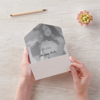 Modern Photo Elegant Customized Wedding All In O One Uitnodiging