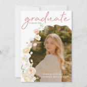 Modern Photo Floral Graduation Party Invitation (Devant)