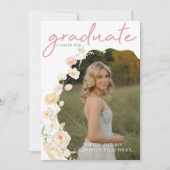 Modern Photo Floral Graduation Party Invitation (Devant)