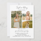Modern Photo Floral Graduation Party Invitation (Dos)