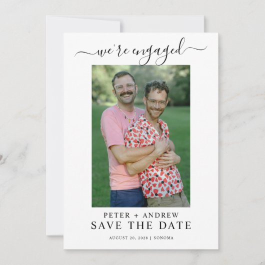 Modern Photo Gay Wedding Save The Date Kaart (Voorkant)