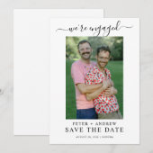Modern Photo Gay Wedding Save The Date Kaart (Voorkant / Achterkant)