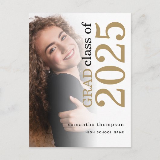 Modern Photo Gold Black 2023 Afstuderen Aankondigingskaart (Voorkant)