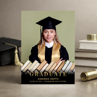 Modern Photo Graduation Announcement Card Aankondiging