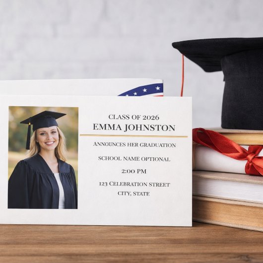 Modern Photo Graduation Announcement Invitation Kaart