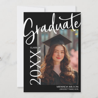 Modern Photo Graduation Party Invite Announcement Kaart