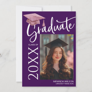 Modern Photo Graduation Party Invite Announcement Kaart