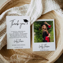 Modern Photo Graduation Thank You Card Elegant