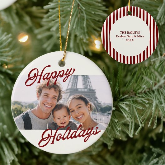 Modern Photo Happy Holidays Family Keepsake Keramisch Ornament