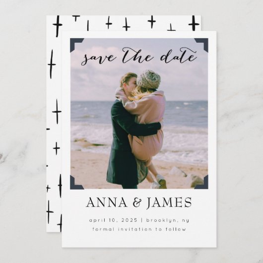 Modern Photo lijst Bewaar de datum Save The Date (Voorkant / Achterkant)