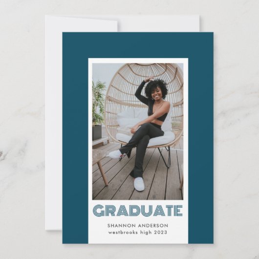 Modern Photo Lijst Blauwgroen Blauw Afstuderen Aankondiging (Voorkant)