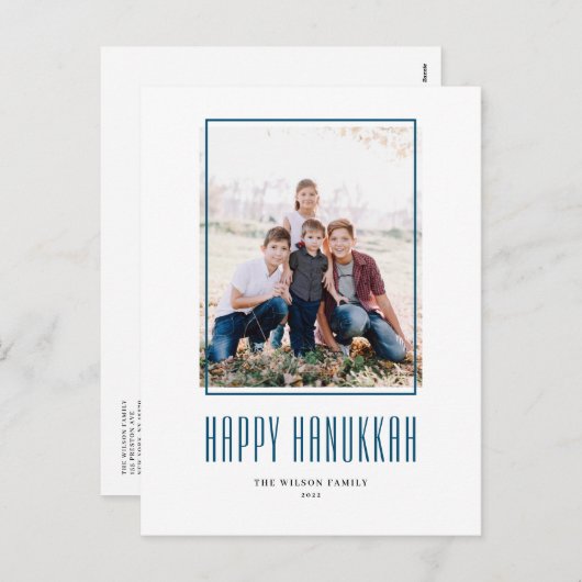 Modern Photo Lijst Happy Hanukkah Feestdagenkaart (Voorkant / Achterkant)